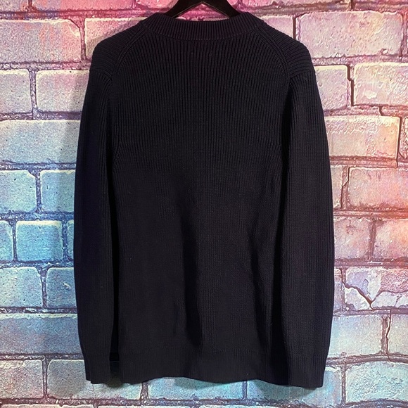 H&M Men’s Navy Blue V-Neck Sweater Size Small Regular Fit Cotton Blend - Picture 3 of 9